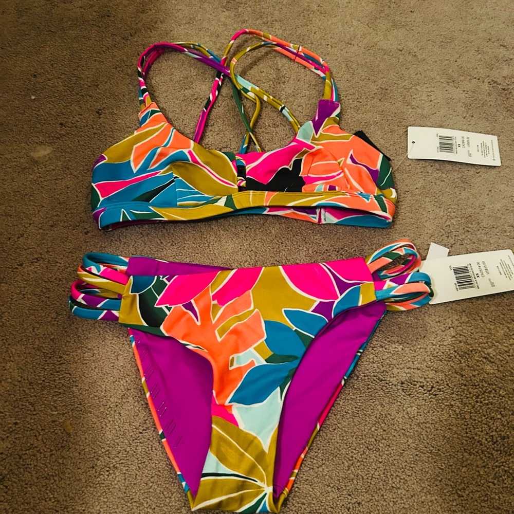 Hurley Multicolor Leaf Print Bikini